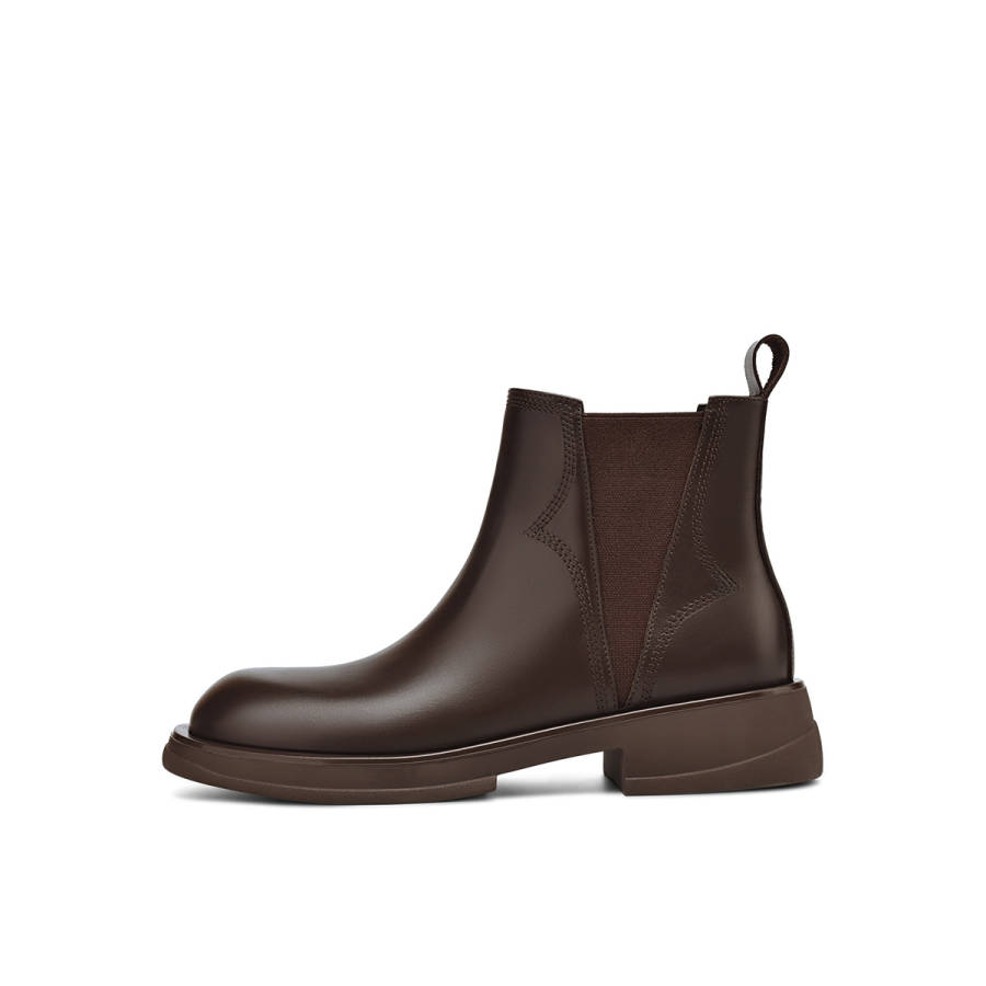 BOERDIQI Top Grain Cow Leather Short Chelsea Boots 3.7cm Women's