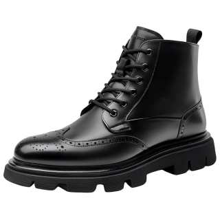 SAINT ANGELO Leather Short Combat Boots 4.5cm Men's Black