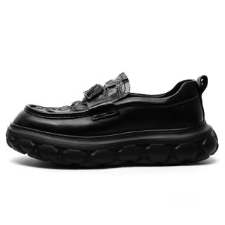 SHENGDAQISHI Cow Leather Casual Shoes Men's Black