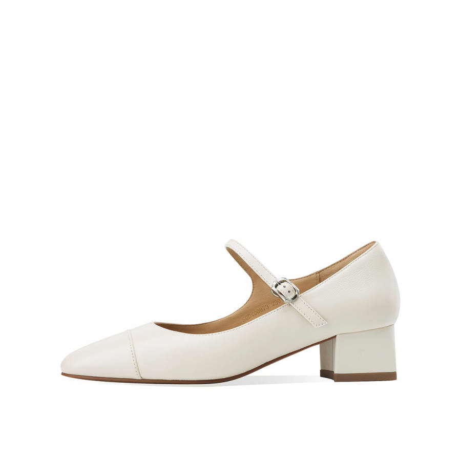Rosa Bianca Sheepskin Chunky Heel Mary Jane Shoes 4cm Women's