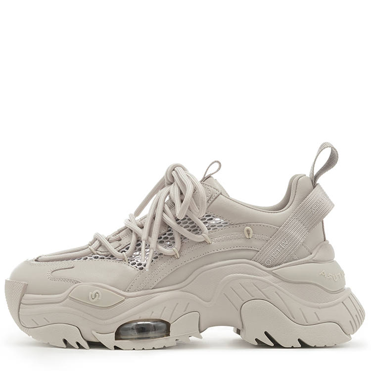 VITTORIO VENTURA Cow Leather Chunky Sneakers Women's Beige Gray