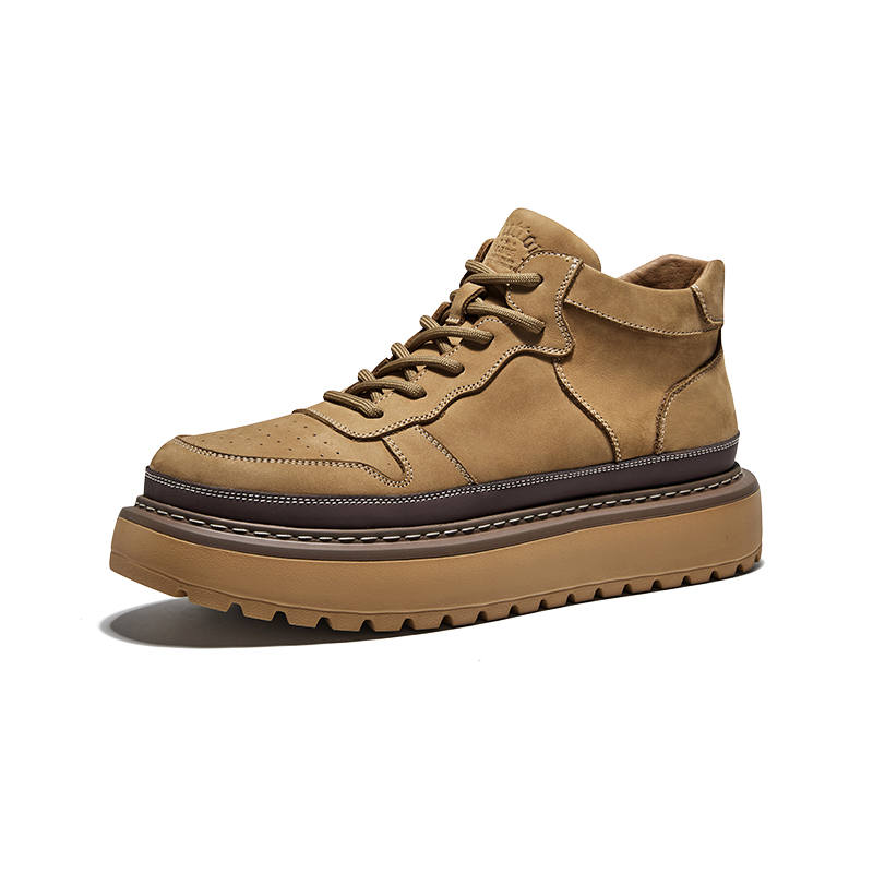 Hautton Jeans Cow Leather Short Combat Boots Men's