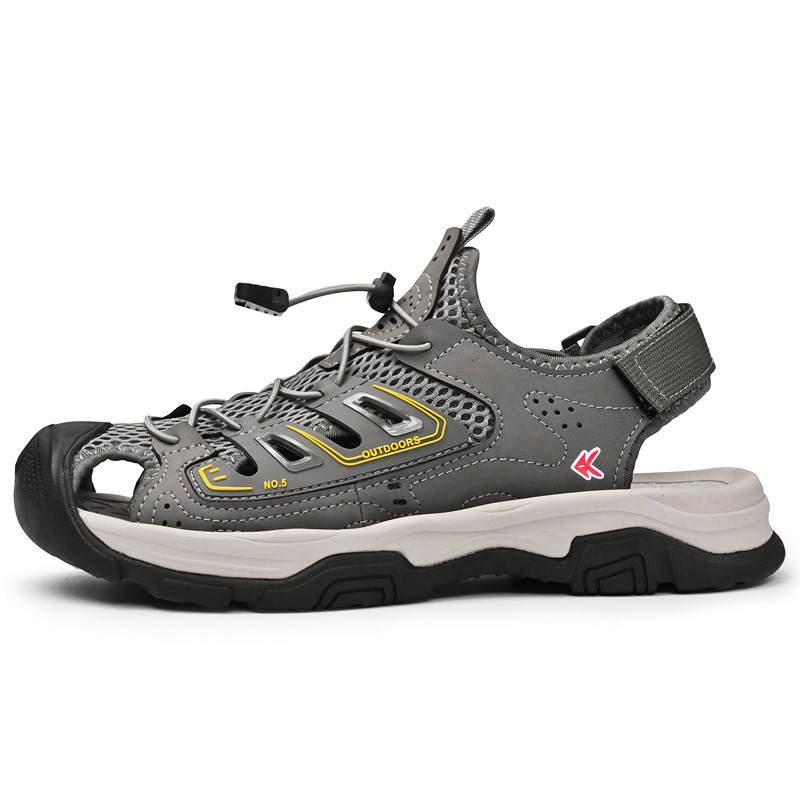 ZANSITE Top Grain Cow Leather Slip Resistant Anti Collision Abrasion Resistant Grip River Trekking Shoes Men's