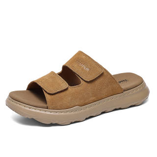 TEMPUR Slip Resistant Slide Slippers Men's Wheat Ear Brown