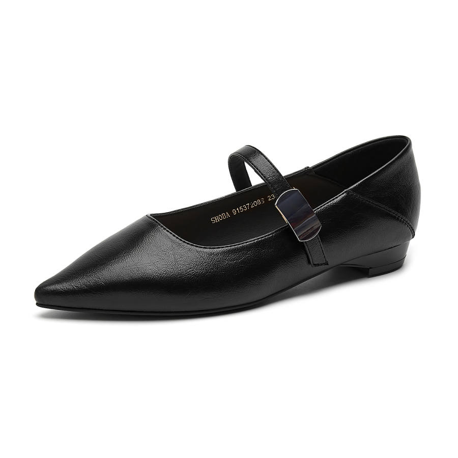 SHOUBA Synthetic Leather Chunky Heel Mary Jane Shoes Women's