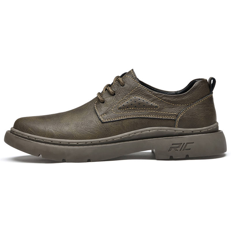 DUNNU Casual Leather Shoes Men's Low Top Black