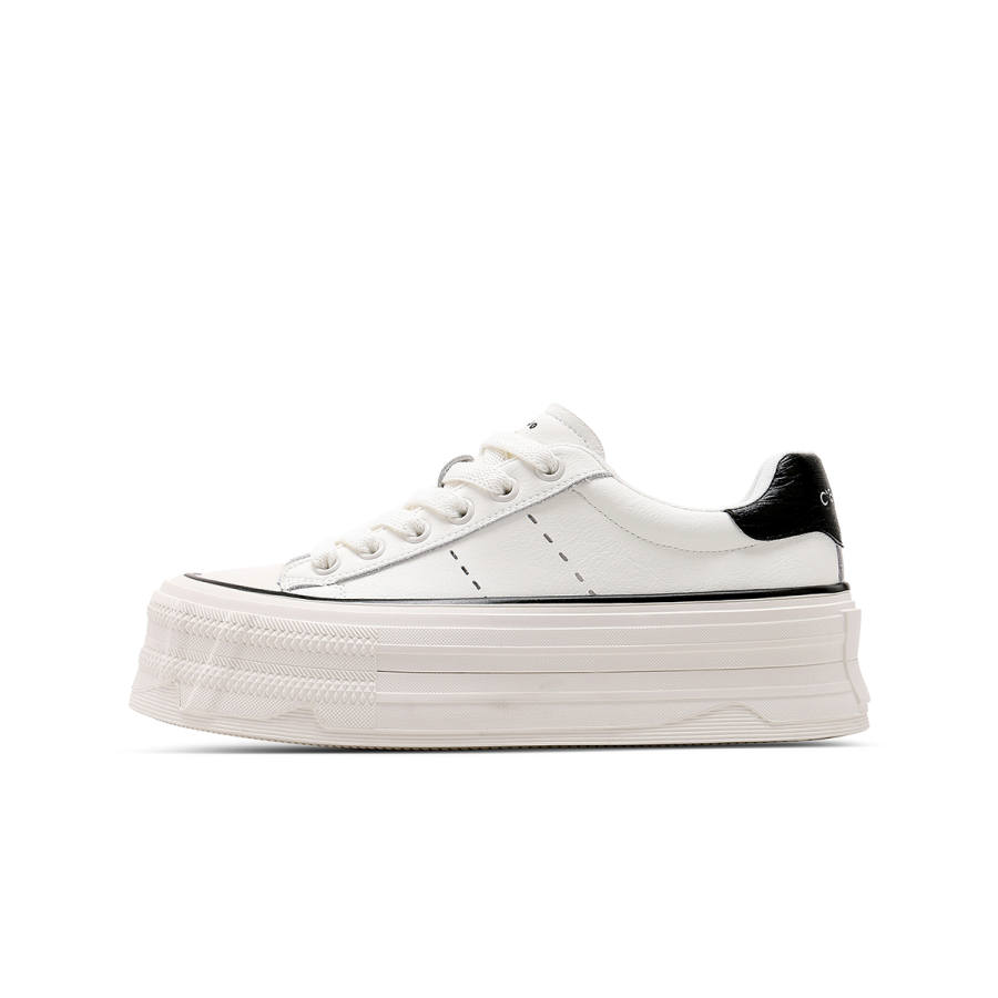 C°BANNER Synthetic Leather Low top Skateboard Shoes Women's White Black