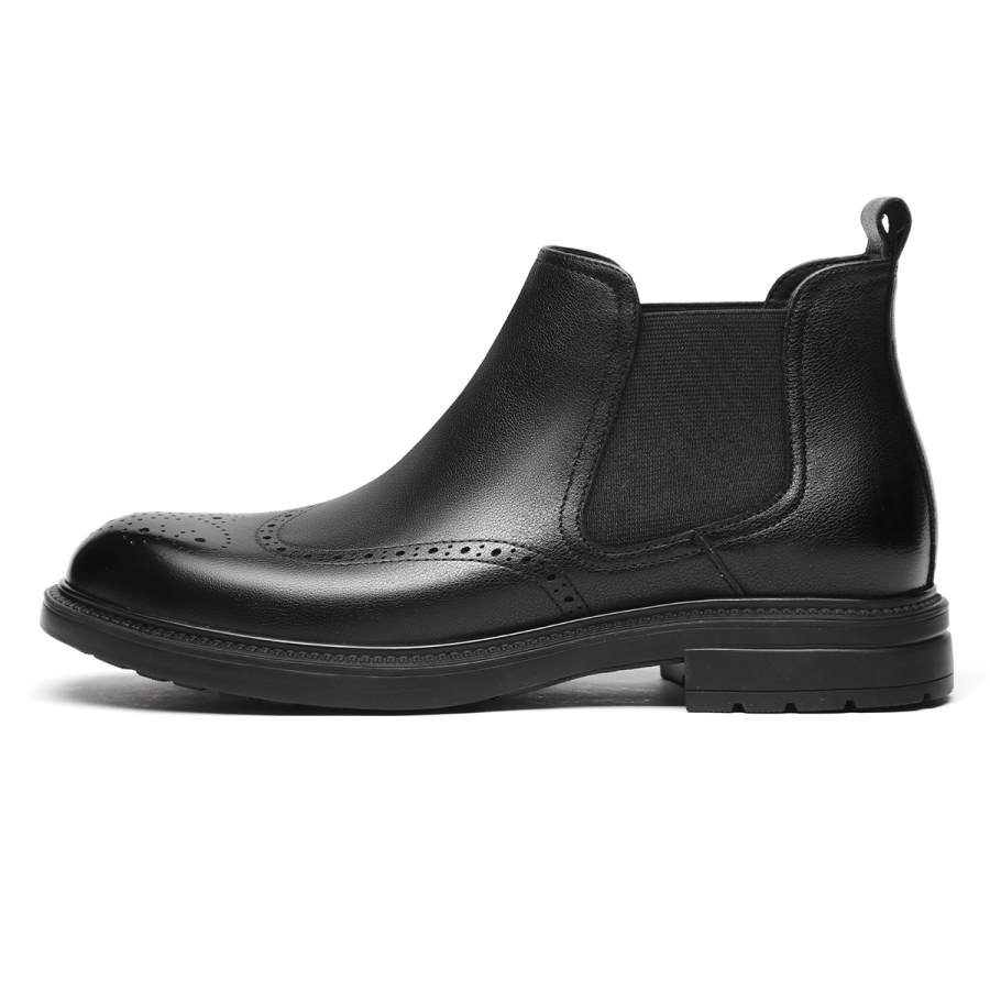 VOLO Top Grain Cow Leather Chelsea Boots Men's Black