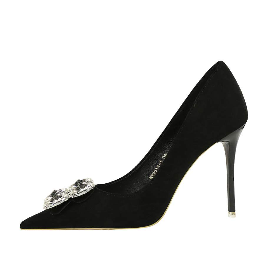 QITUMAUL Suede Slim Heel High Heels 10.5cm Women's