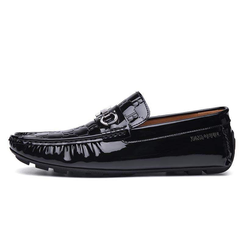 XIMO BULL XIMO BULL Cow Split Leather Gommino Loafers Men's Black