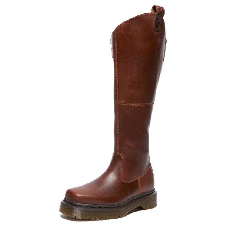 Dr.Martens Cow Leather Knee high Boots 3.5cm Women's Red Brown