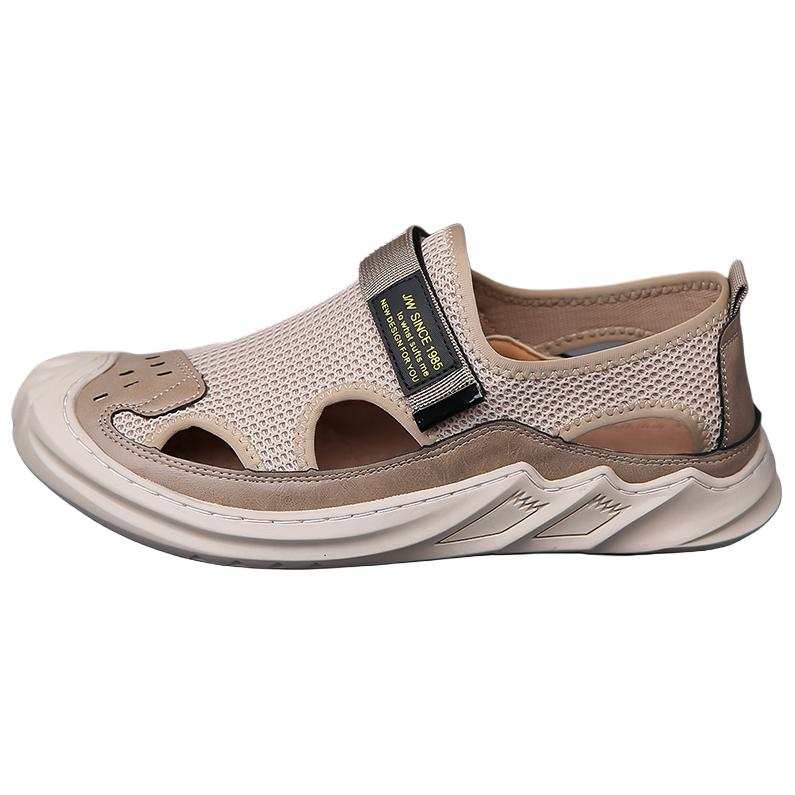 YINGLUNQISHI Top Grain Cow Leather Breathable Low top Casual Shoes Men's Beige