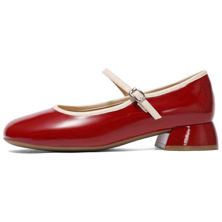 BELLE Mary Jane Shoes Women's Brown, Red