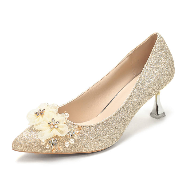 TAOLEI Slim Heel High Heels Women's Champagne