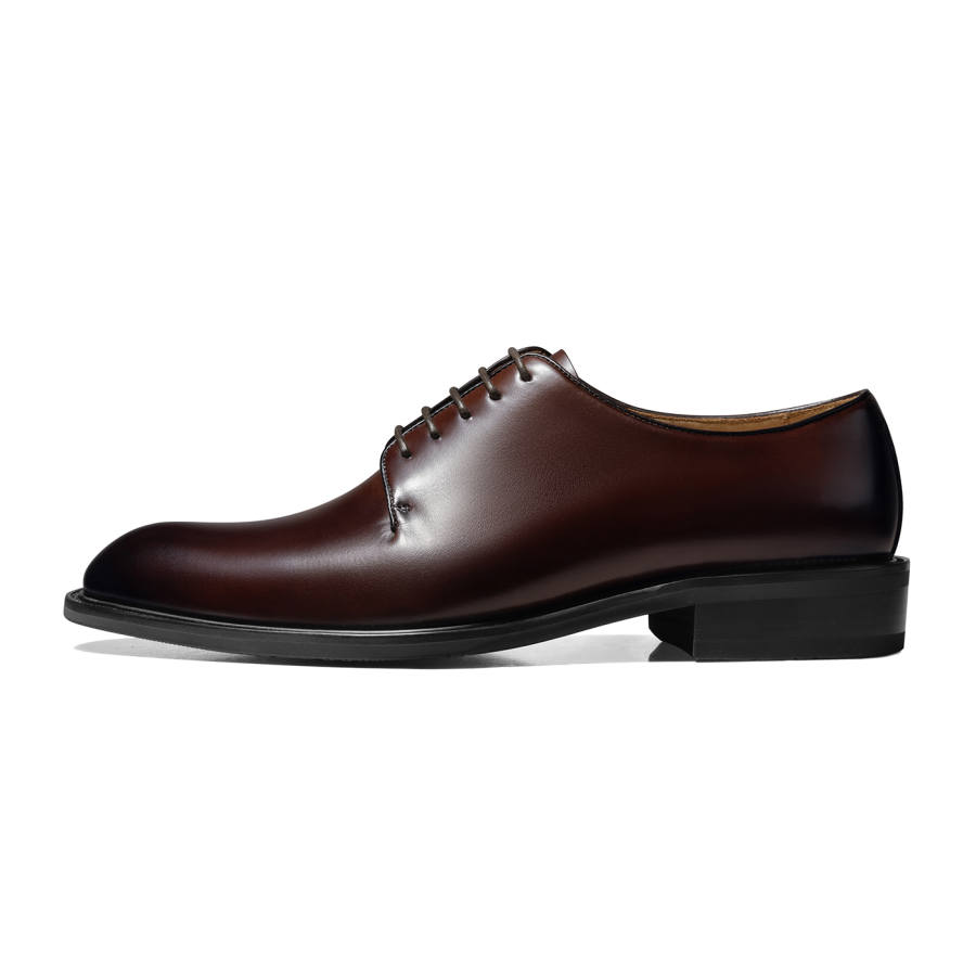 THOM WILLS British Business Shiny Derby Shoes Old Money Style Dress Shoes Men's Red Brown