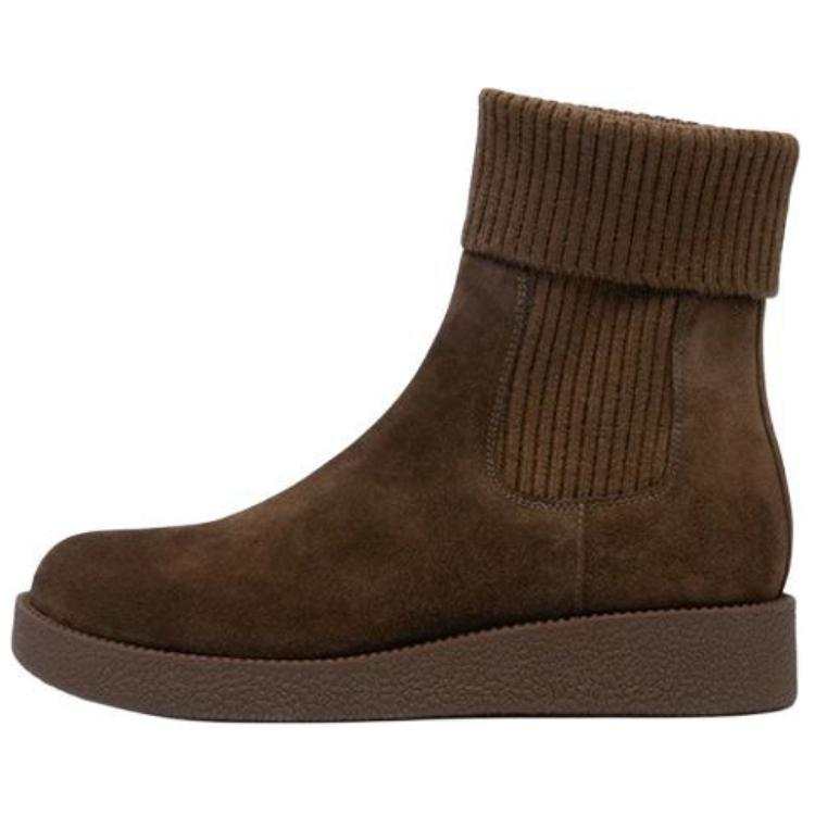 Satchi Satchi Cow Split Leather Ankle Boots 3.5cm Women's Brown