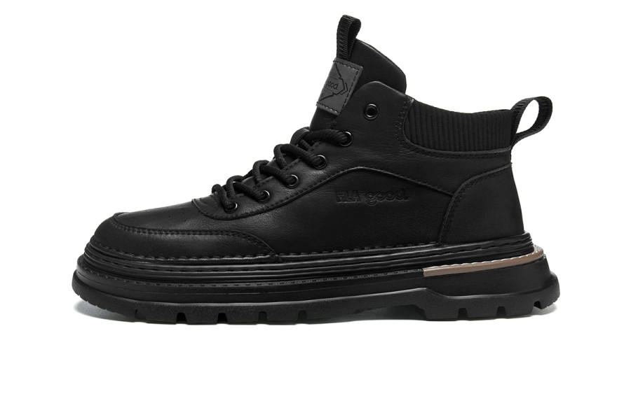 HLA HLA Microfiber Leather Short Combat Boots 4cm Men's