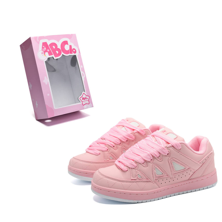 ABCIO Skateboard Shoes Unisex Low Top Pink/Yellow/White/Black
