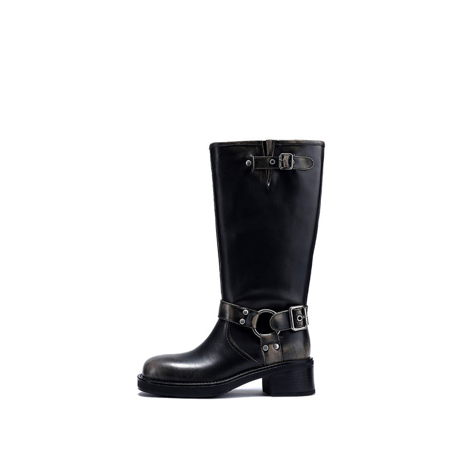 BELLALILY Cow Leather Knee high Boots 5CM Women's