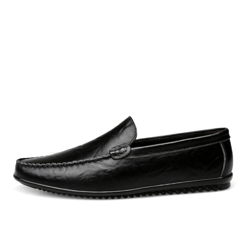 CKVUSAMG Top Grain Cow Leather Casual Shoes Men's Black