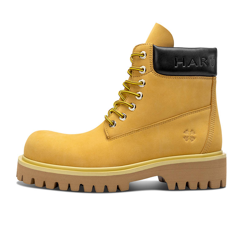 HART DAVIS HART DAVIS CNY Yellow Boots Top Grain Cow Leather Short Combat Boots Medium Heel Unisex Brown