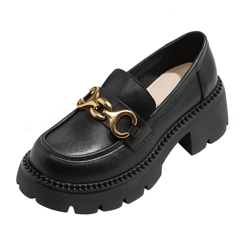 RED DRAGONFLY Cow Split Leather Loafers Women's Black