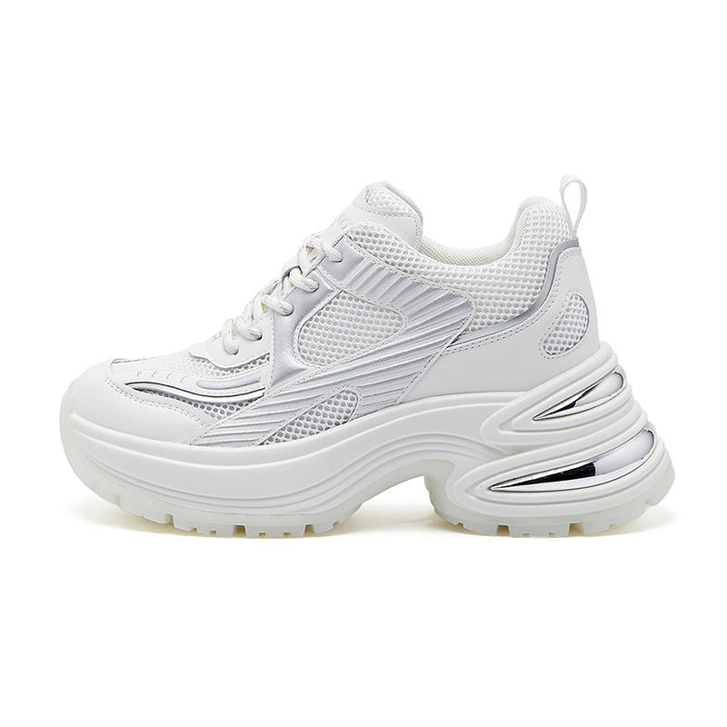 TRANOI Lightweight Low top Chunky Sneakers Women's Matte Silver