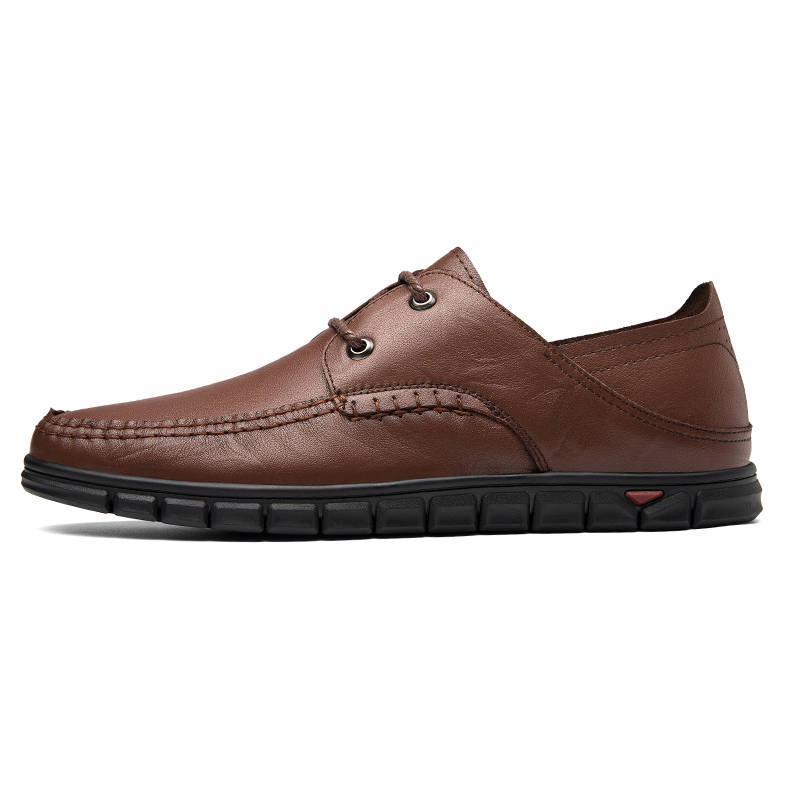 CKVUSAMG Top Grain Cow Leather Casual Shoes Men's Brown