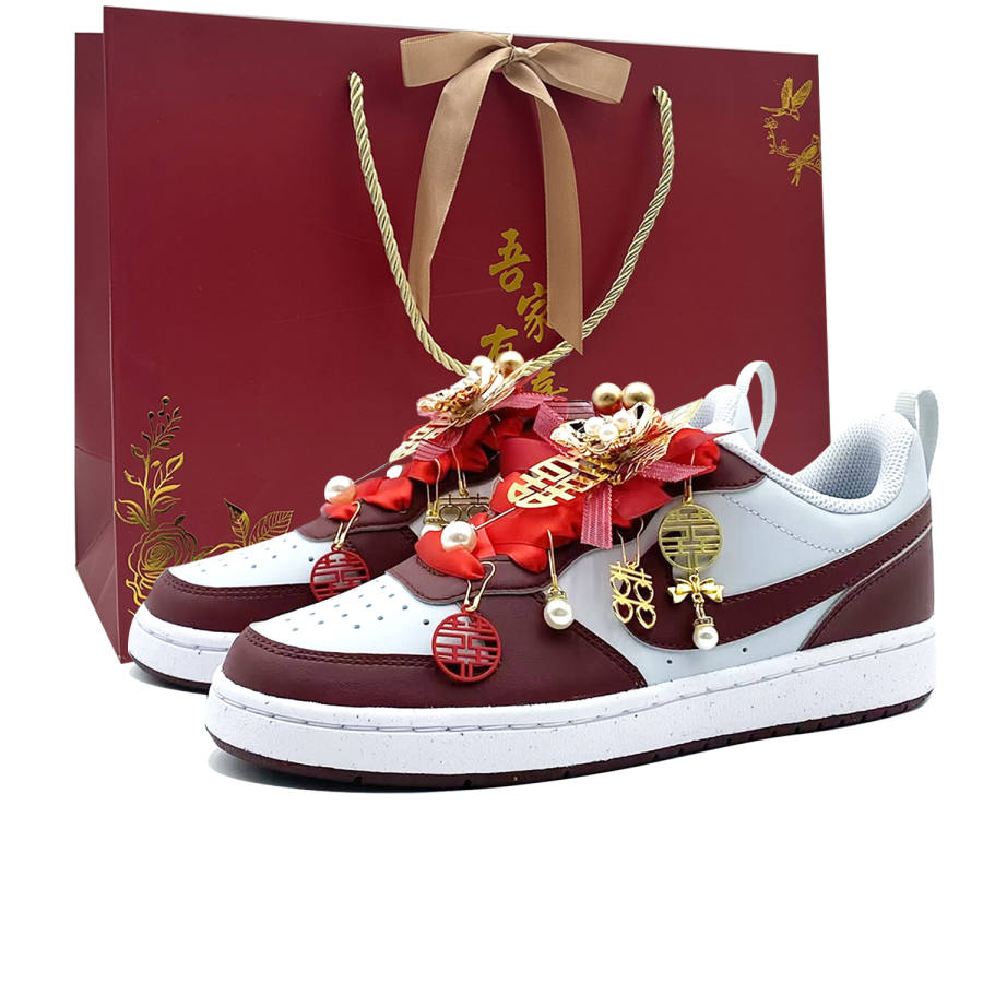 Nike Nike Court Borough Blissful Union Cushioning Abrasion Resistant Slip Resistant Low top Skateboard Shoes Unisex Red