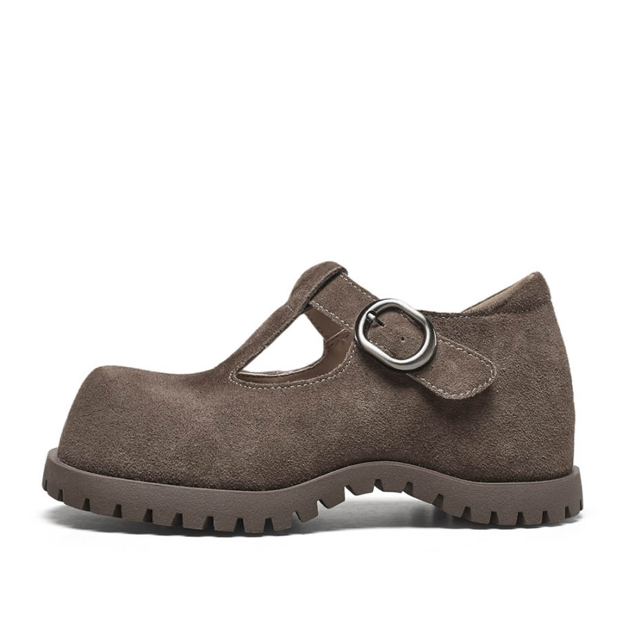 YEARCON Cow Split Leather Platform Mary Jane Shoes 6CM Women's
