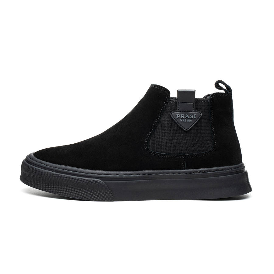 YEDANI Cow Suede Short Chelsea Boots Men's Black