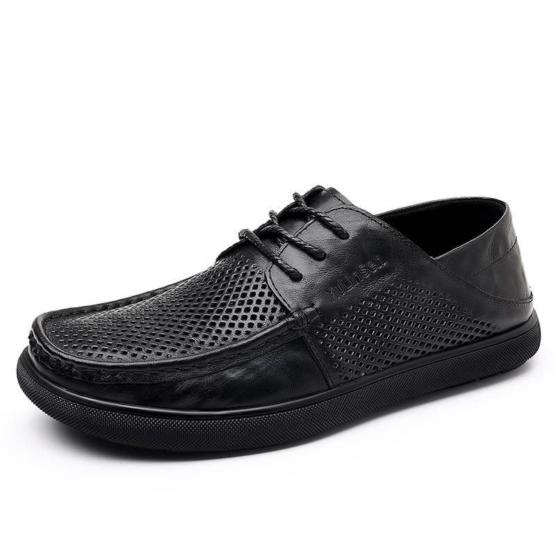 Mulinsen Top Grain Cow Leather Casual Shoes Men's Black