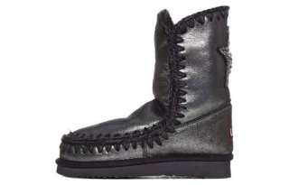 MOU Sheepskin Slip Resistant Thermal Slip on Fashion Snow Boots Women's Silver