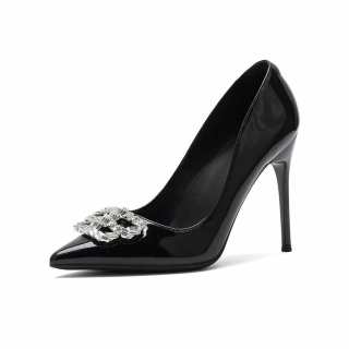 Feo Dvke Microfiber Leather Slim Heel High Heels Women's Black Gift Box Set