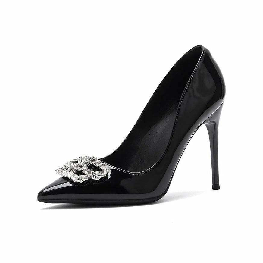 Feo Dvke Microfiber Leather Slim Heel High Heels Women's Black Gift Box Set