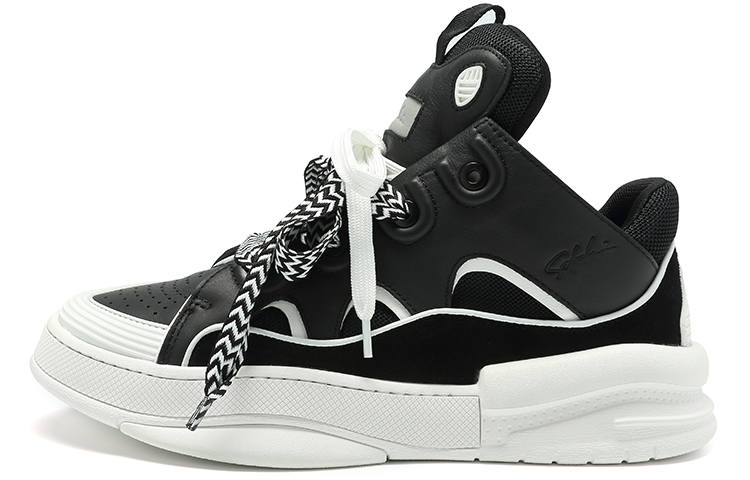 Satchi Top Grain Cow Leather Casual Shoes Men's Black 4cm