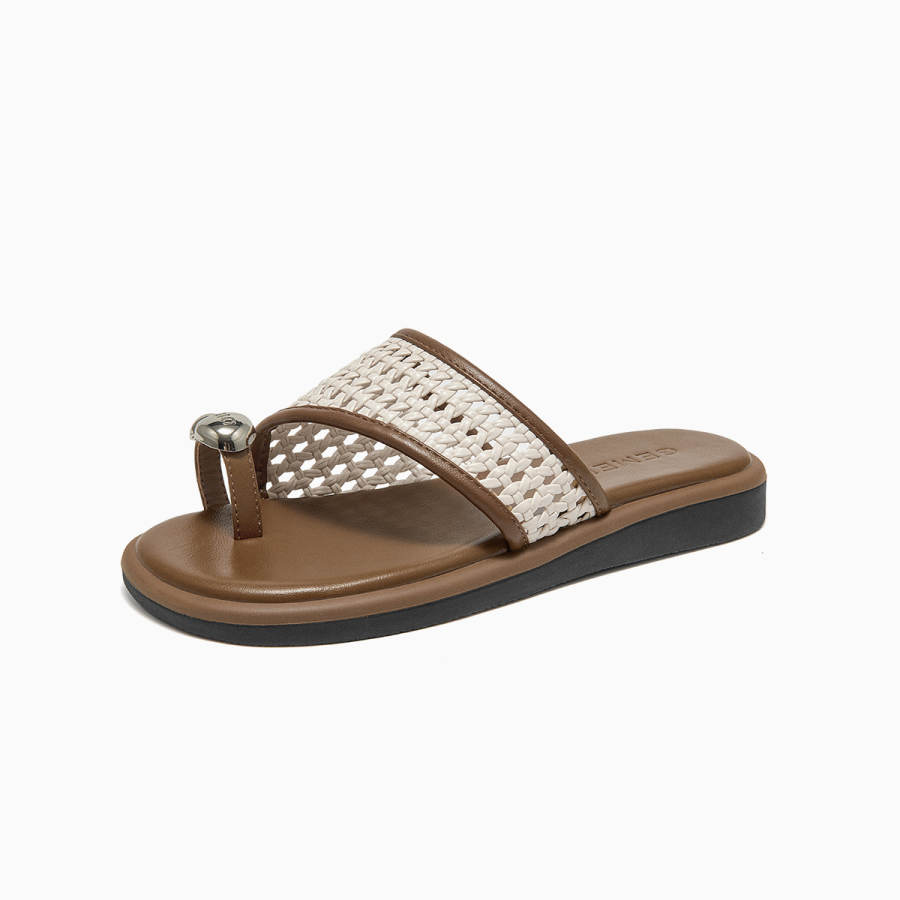 GEMEIQ GEMEIQ Rubber Sole Woven Flip Flops Women's