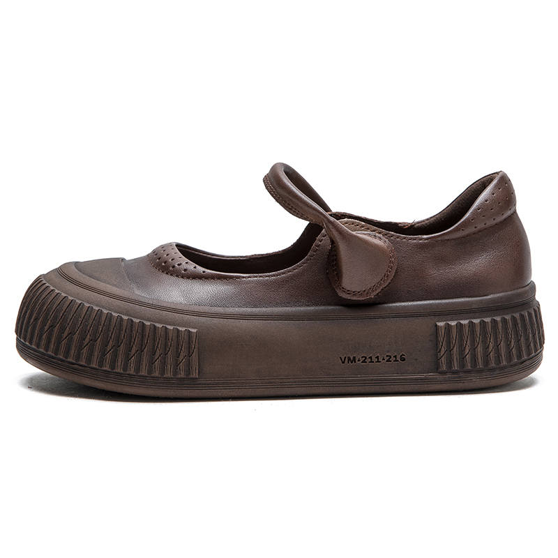 JIEZHOU Leather Platform Mary Jane Shoes Women's