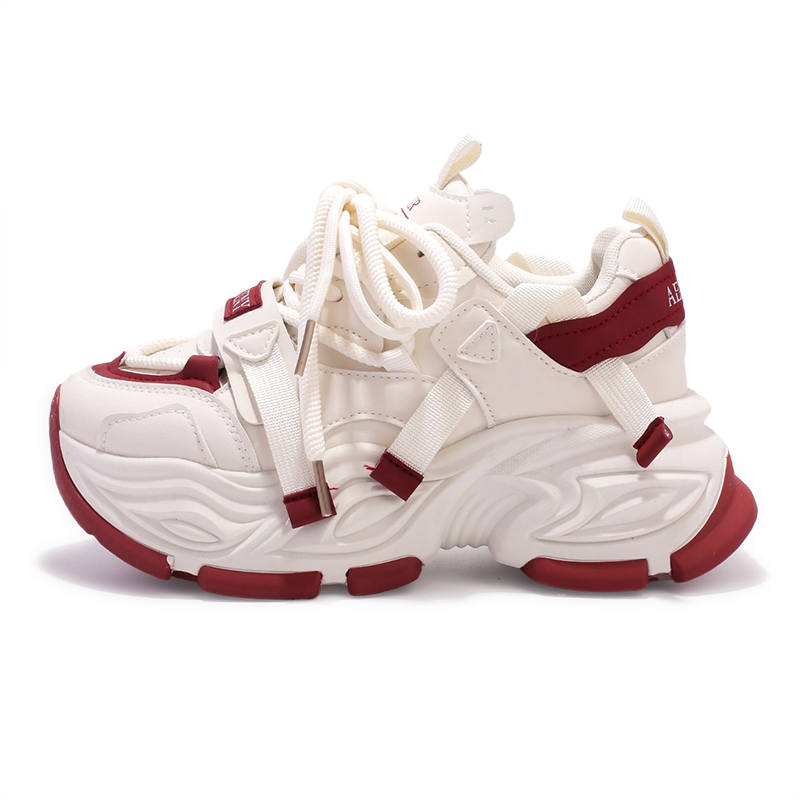 ZHANGXIAOJIE Low top Chunky Sneakers Women's Beige Red