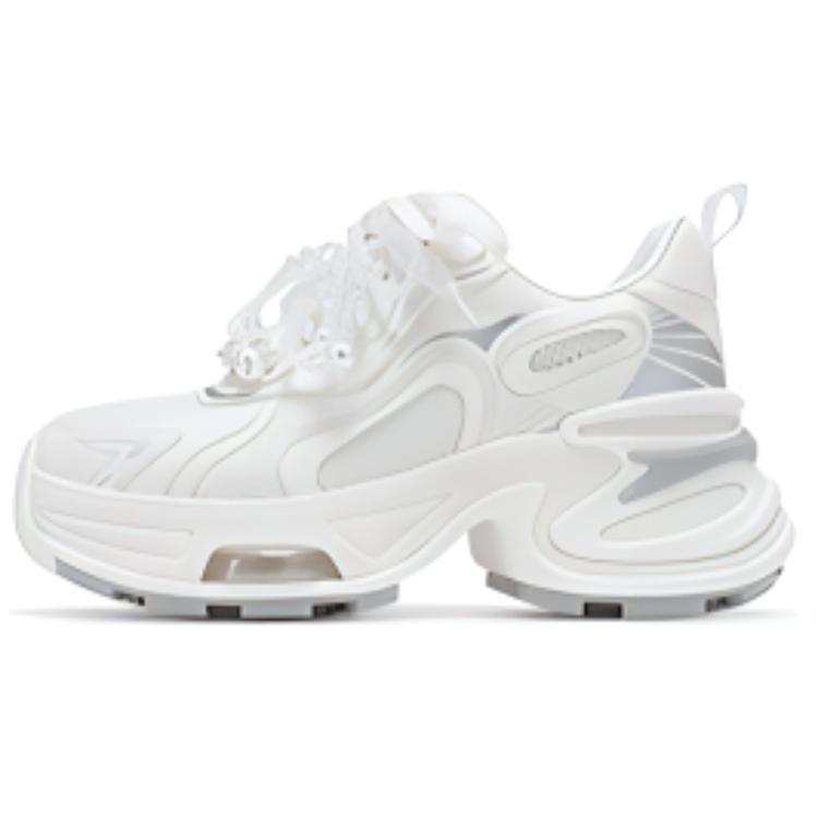 VITTORIO VENTURA Cow Leather Low top Chunky Sneakers Women's White Silver