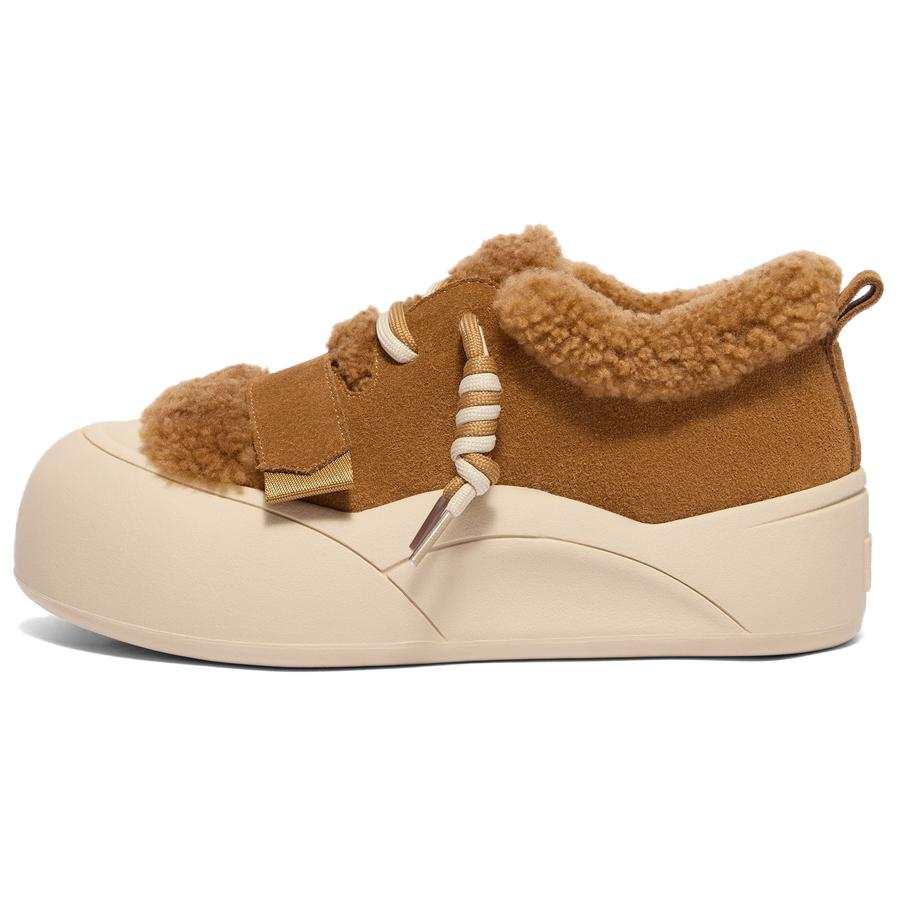 BELLE Cow Split Leather Platform Fleece Lined Fashion Versatile Trendy Comfortable Thermal Low top Casual Shoes