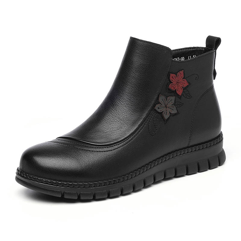 XINNUO Cow Leather Ankle Boots Women's Black