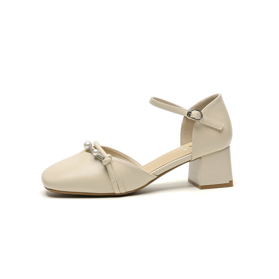 JOSINY Chunky Heel High Heels Women's Ecru