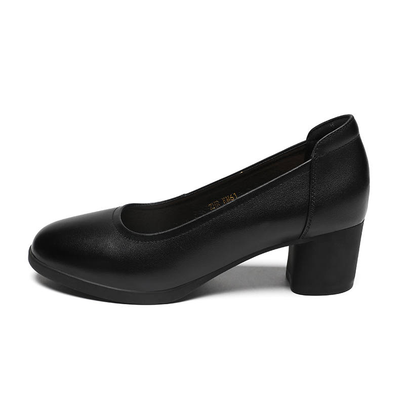 ZHR Cow Leather High Heels Women's Black