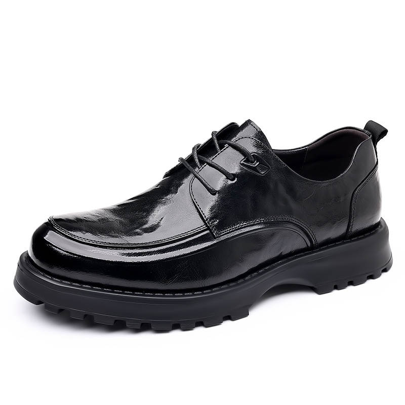 LUOMENG LUOMENG Casual Leather Shoes Men's Low Top Black