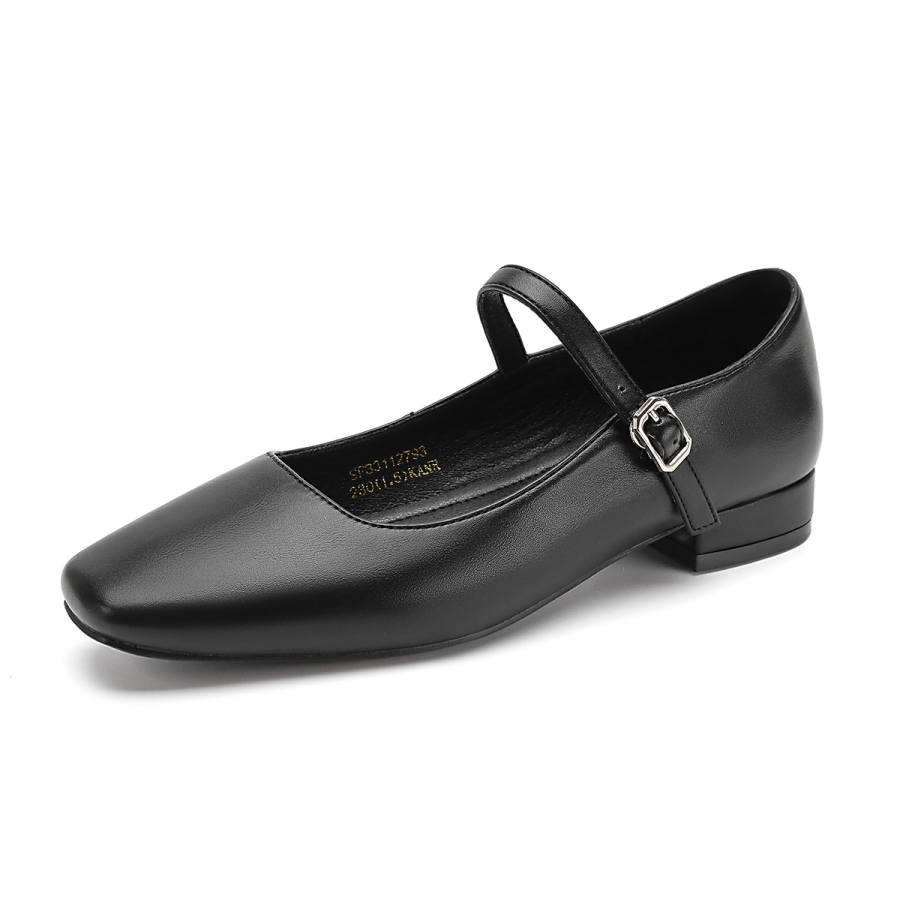 Safiya Cow Split Leather Mary Jane Shoes 2.3CM Women's Black
