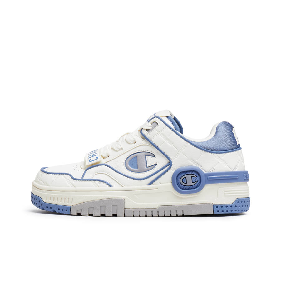 Champion Top Student Shoes Textile, Synthetic Leather Balance Low top Skateboard Shoes Unisex Milk White/Timeless Blue