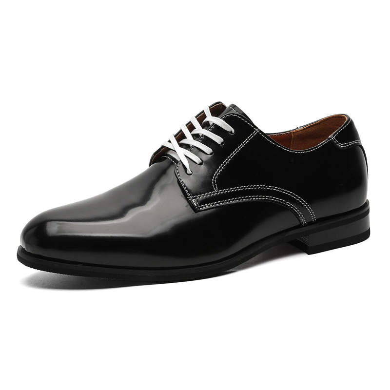 WEISHIBANGWEI Patent Leather Casual Leather Shoes Men's Black