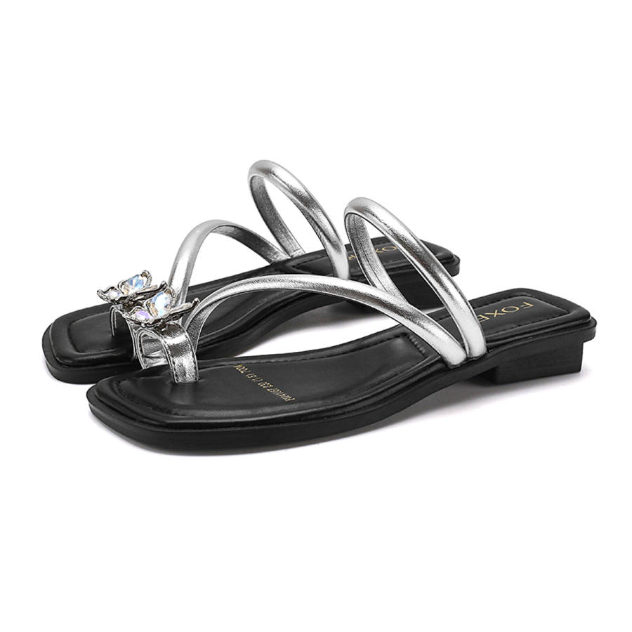 FOXER FOXER Slide Slippers Women's Silver/Beige