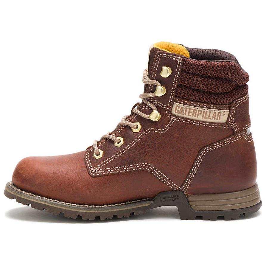 CAT Paisley Short Combat Boots Women's Brown Red
